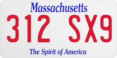 MA license plate 312SX9