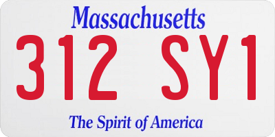 MA license plate 312SY1