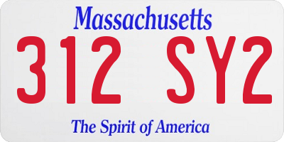 MA license plate 312SY2