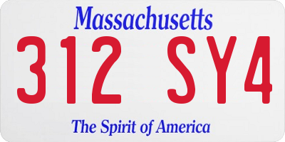 MA license plate 312SY4