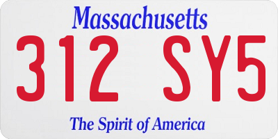 MA license plate 312SY5