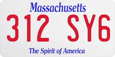 MA license plate 312SY6