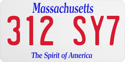 MA license plate 312SY7