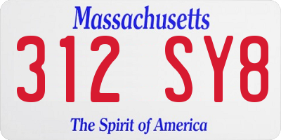 MA license plate 312SY8