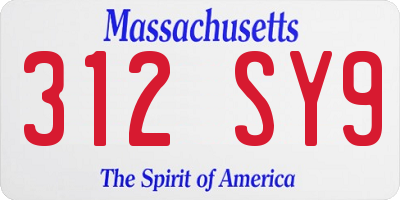 MA license plate 312SY9