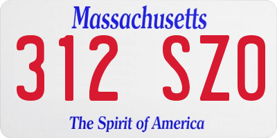 MA license plate 312SZ0
