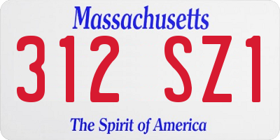 MA license plate 312SZ1