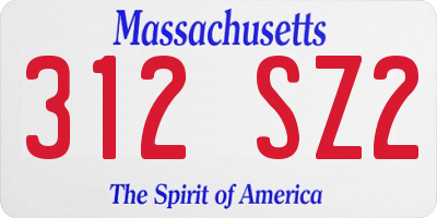 MA license plate 312SZ2