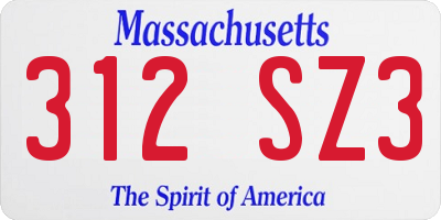 MA license plate 312SZ3