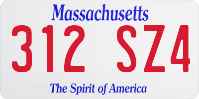 MA license plate 312SZ4