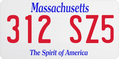 MA license plate 312SZ5