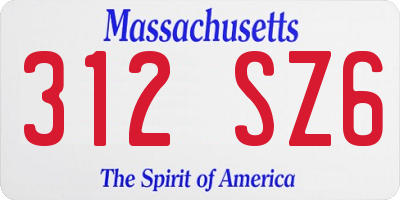 MA license plate 312SZ6