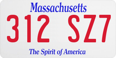 MA license plate 312SZ7