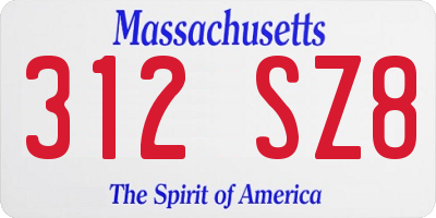 MA license plate 312SZ8
