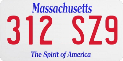 MA license plate 312SZ9
