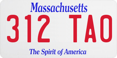 MA license plate 312TA0