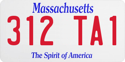 MA license plate 312TA1