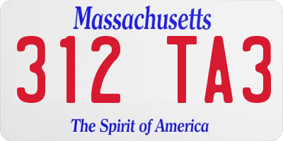 MA license plate 312TA3