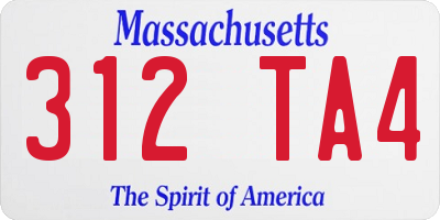 MA license plate 312TA4