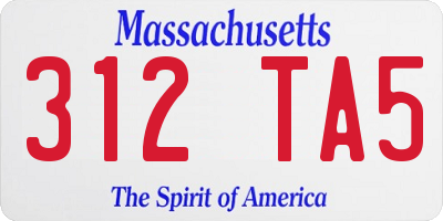 MA license plate 312TA5