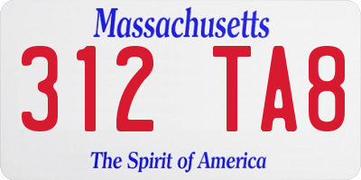 MA license plate 312TA8
