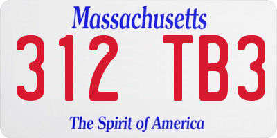 MA license plate 312TB3