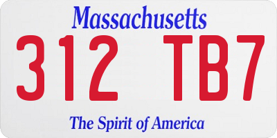 MA license plate 312TB7