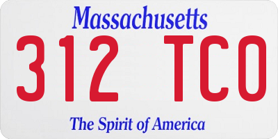 MA license plate 312TC0