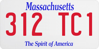 MA license plate 312TC1