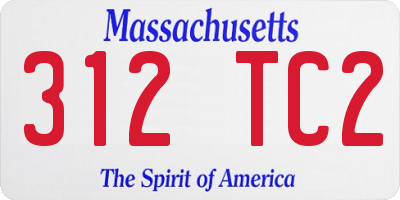 MA license plate 312TC2