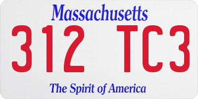 MA license plate 312TC3