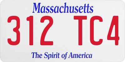MA license plate 312TC4