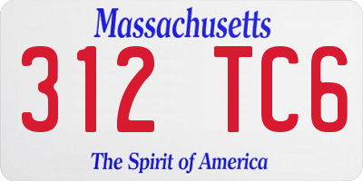 MA license plate 312TC6