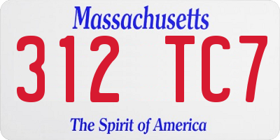 MA license plate 312TC7