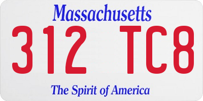 MA license plate 312TC8