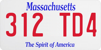 MA license plate 312TD4