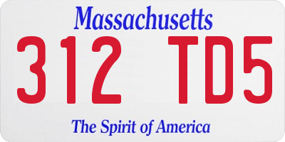 MA license plate 312TD5