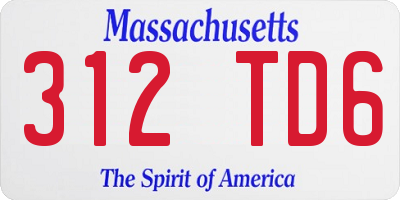 MA license plate 312TD6