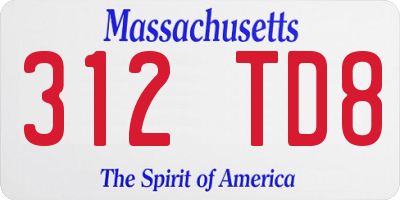 MA license plate 312TD8