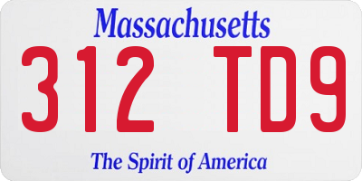 MA license plate 312TD9