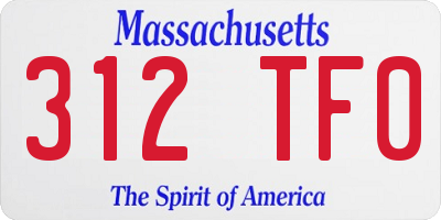 MA license plate 312TF0