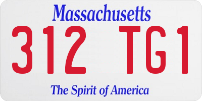 MA license plate 312TG1