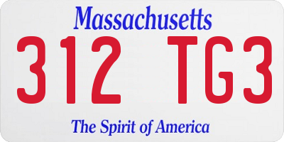 MA license plate 312TG3
