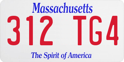 MA license plate 312TG4