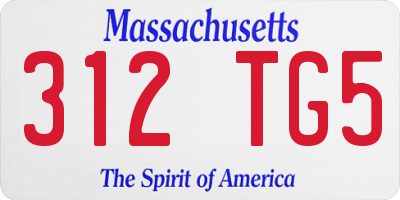 MA license plate 312TG5