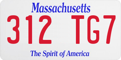 MA license plate 312TG7