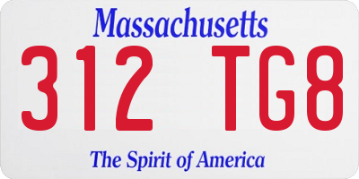 MA license plate 312TG8