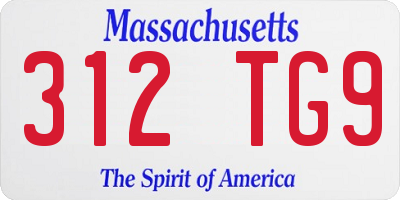 MA license plate 312TG9