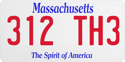 MA license plate 312TH3