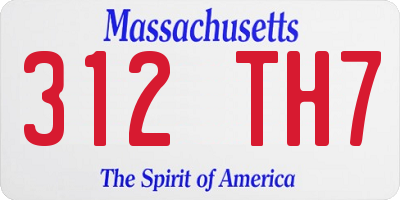 MA license plate 312TH7